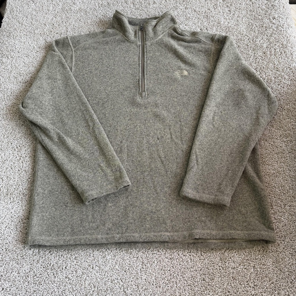 The North Face Sweatshirt Mens XL Gray Fleece 1/4 Zip Mock Neck Pullover Logo